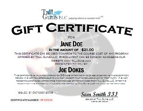 Tall guns Gift Certificate Example